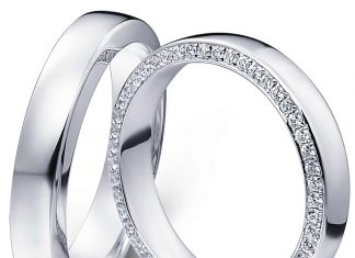 Обручальные кольца из белого золота с бриллиантами